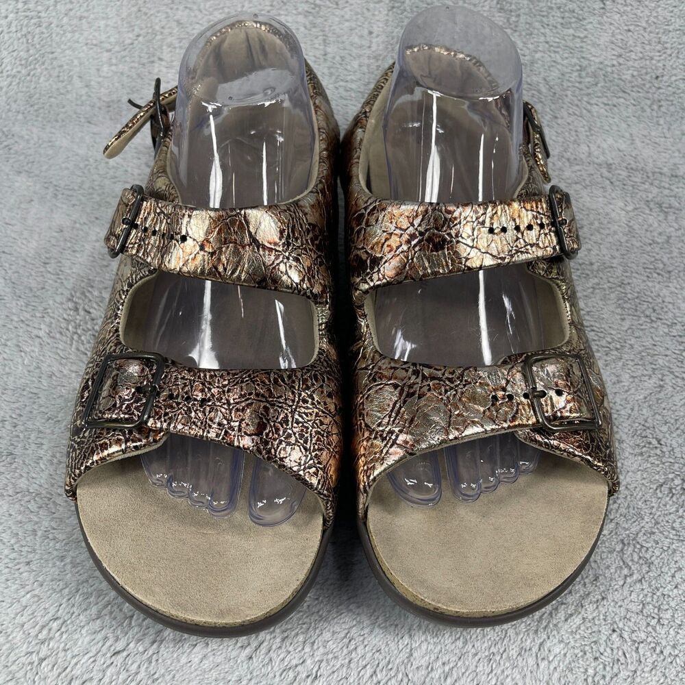 SAS Sandals Women 10 Bronze Ginger Metallic Crackle Comfort Slingback - Picture 5 of 9